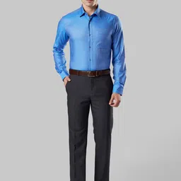 Raymond Men Blue Regular Fit Self Design Formal Shirt image 5