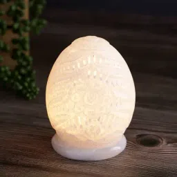 Aapno Rajasthan White Marble Egg Shaped Tealight Holder-picture-13