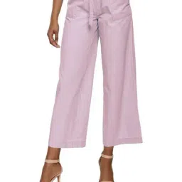 PATRORNA Light Pink High Rise Straight Fit Paperbag Culottes Trousers-picture-16