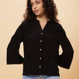 Globus Black Viscose Regular Fit Shirt-image-20