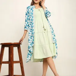 NG FASHION Women Smocked Tiered Fit & Flare Midi Dress-picture-17