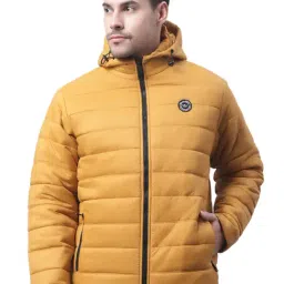 Cantabil Yellow Regular Fit Hooded Quilted Jacket-image-5