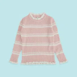 Pantaloons Junior Peach Striped Full Sleeves Sweater-picture-39