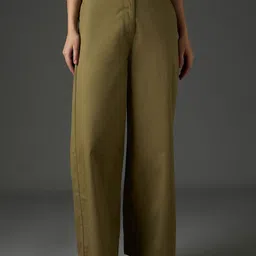 SASSAFRAS Women Solid Flared High-Rise Anti Fit Trousers-image-5