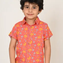Lil Drama Kids Coral Printed Shirt-image-42