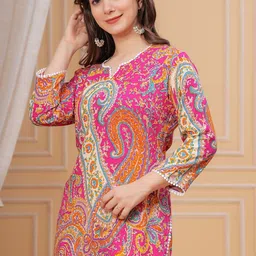 KBZ Women Floral Print V- Neck Kurta image 5