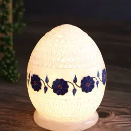 Aapno Rajasthan White & Blue Marble Tealight Holder-image-51