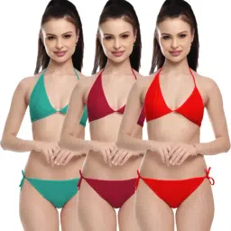 FIMS Red & Green Plain Bra Panty Sets - Pack Of 3-picture-19