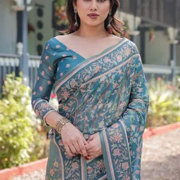 MAHARANI COUTURE Floral Printed Pure Cotton Kanjeevaram Saree image 5