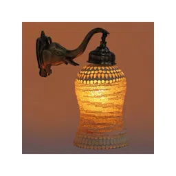 1ST TIME Multicoloured & Bronze-Toned Textured Metal Traditional Abstract Shaped Shaped Wall Lamp image 2