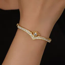 Shining Diva Fashion Gold-Plated Crystals And Stones Studded Bangle-Style Bracelet image 5