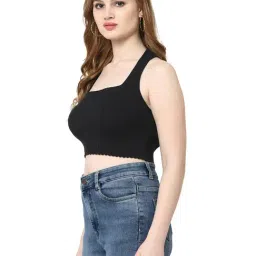 Kalt Black Self Design Crop Top image 3