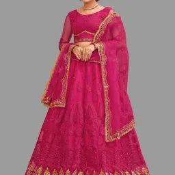 Atsevam Pink Embroidered Semi-Stitched Lehenga Choli Set With Dupatta image 4