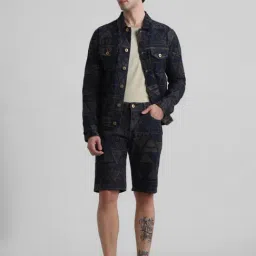 Jack & Jones Dark Blue Regular Fit Embroidered Denim Shorts-picture-25