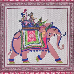 Monik Handicrafts Pink & Green Printed 144 TC Cotton King Bedsheet Set 2.28 m x 2.62 m image 5