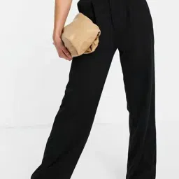 Broadstar Black Straight Fit High Rise Stretchable Trousers-picture-16