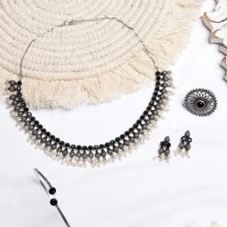 Teejh Pitara Collection Preet Silver Oxidized Jewellery Set-picture-5