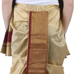 prakasam cotton Mens Asha Silk Panchakacham Ready to wear dhoti towel set with pocket/Panchakacham dhoti with Angavastram (Stitched Dhoti with Pocket image 2