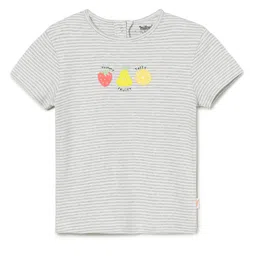 Milou Cotton Half Sleeves Striped & Strawberry Printed Tee - Grey-picture-15