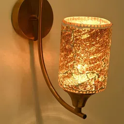 SOMIL Gold-Toned & White Printed Glass Cylinder Shaped Wall Lamp-picture-13