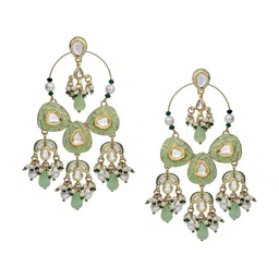 AARSEE OFFICIAL Gold-Plated Quartz Studded Contemporary Shaped Drop Earrings image 4