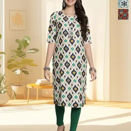 HERE&NOW Women Pack of 3 Ethnic Motifs Printed Daily Straight Kurtas-picture-29