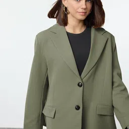 Trendyol Women Lapel Collar Solid Casual Tailored Jacket-picture-12