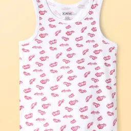 Pine Kids Cotton Lycra Knit Sleeveless Vests with Stripes & Cars Print (Colour May Vary) image 2