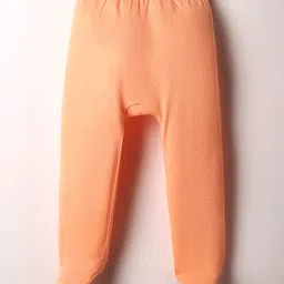 kookie kids india Kookie Kids Interlock Knit Bootie Leggings with Solid Color & Farm Print - Orange Brown & Cream image 2