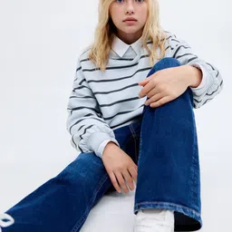 Mango Kids Girls Cotton Striped Sweatshirt-picture-0