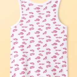Pine Kids Cotton Lycra Knit Sleeveless Vests with Stripes & Cars Print (Colour May Vary) image 3