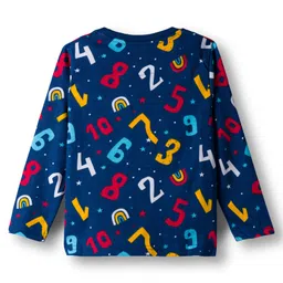 Babyhug Cotton Knit Full Sleeves Co-ord Night Suit With Numbers & Rainbow Print - Navy Blue image 3