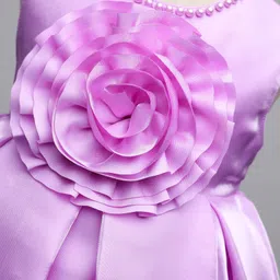 Babyhug Woven Sleeveless Party Dress With Floral Applique - Lavender image 5