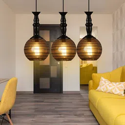 KINIS Black & Brown Printed Glass Spherical Shaped Ceiling Lamp image 3