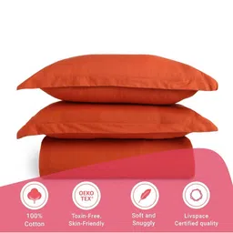 LIVSPACE Orange Pure Cotton 144 TC Double Bedsheet Set 2.54 m x 2.29 m-picture-24