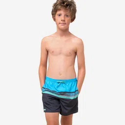 decathlon Boys’ surfing swim shorts with pockets - 100 Stories sky blue navy blue image 2