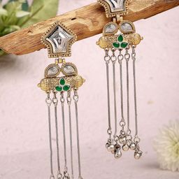 KARATCART Silver Plated Contemporary Drop Earrings-picture-11
