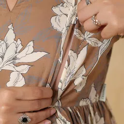 CRAFIQA Women Floral Printed Leaf Cotton Maternity Cotton A-Line Kurta image 5