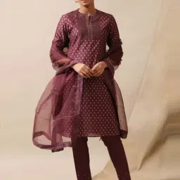 Folksong by W Purple Cotton Printed Straight Kurta-image-27
