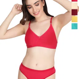 Liigne Pack Of 5 Everyday Padded Bra Pure Cotton Lingerie Set-image-10