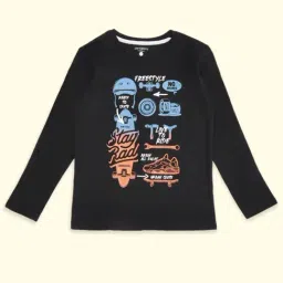 Pantaloons Junior Black Cotton Printed Full Sleeves T-Shirt-image-74