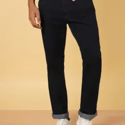 Wrangler Navy Cotton Straight Fit Jeans-image-11