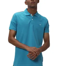 Mufti Light Blue Slim Fit Cotton Polo T-Shirt-picture-34