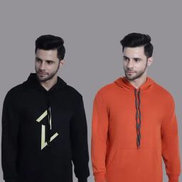 Vimal Jonney Black & Orange Regular Fit Printed Hooded Sweatshirt - Pack of 2-picture-24