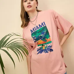 Mast & Harbour Women Printed Drop-Shoulder Sleeves T-shirt-picture-36