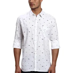 Parx White Cotton Slim Fit Printed Shirt-picture-17