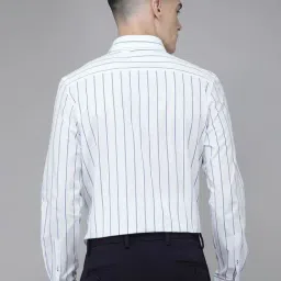 The Bear House White Slim Fit Striped Cotton Shirt image 2
