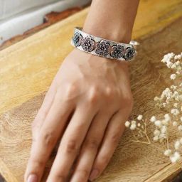 Teejh Dani Silver Oxidised Bracelet Cuff Bracelet for Women-picture-9