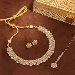 SALONI FASHION JEWELLERY Gold Plated & Kundan Studded Jewellery Set-picture-31