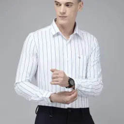 The Bear House White Slim Fit Striped Cotton Shirt-picture-16